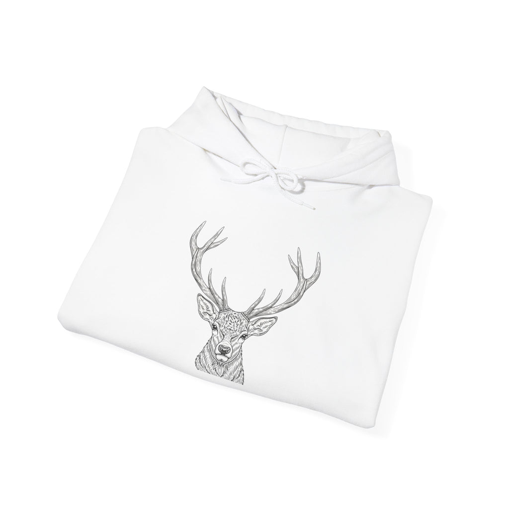 Deer Geometric Antler Hoodie — Minimalist Woodland Graphic Sweatshirt