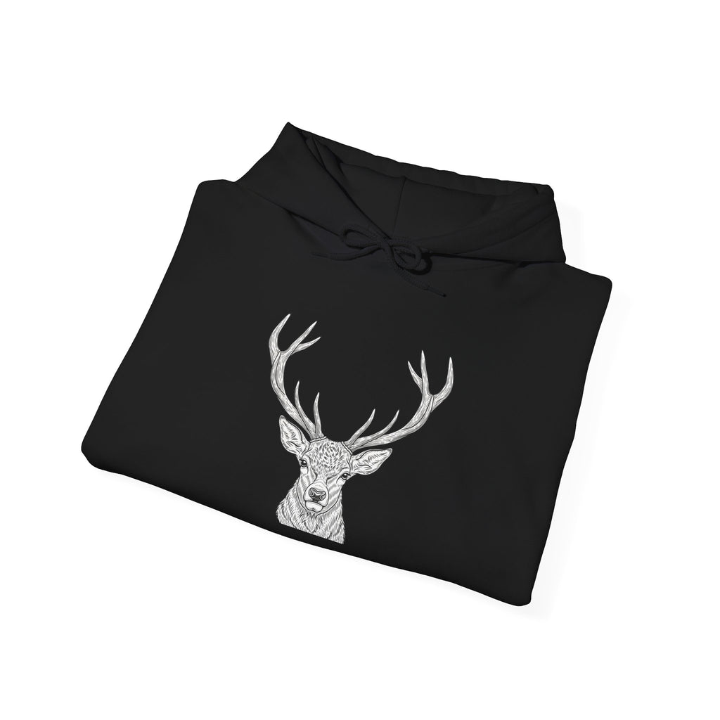 Deer Geometric Antler Hoodie — Minimalist Woodland Graphic Sweatshirt
