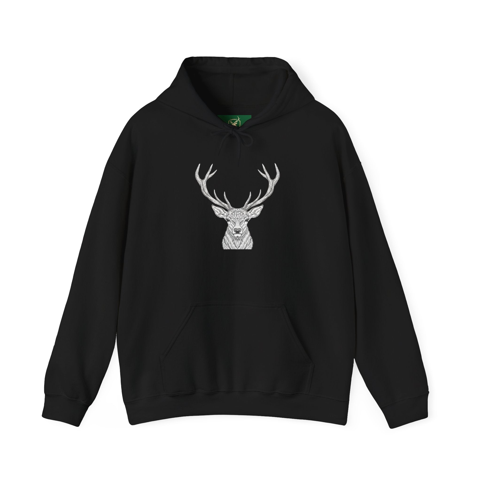 Deer Geometric Antler Hoodie — Minimalist Woodland Graphic Sweatshirt