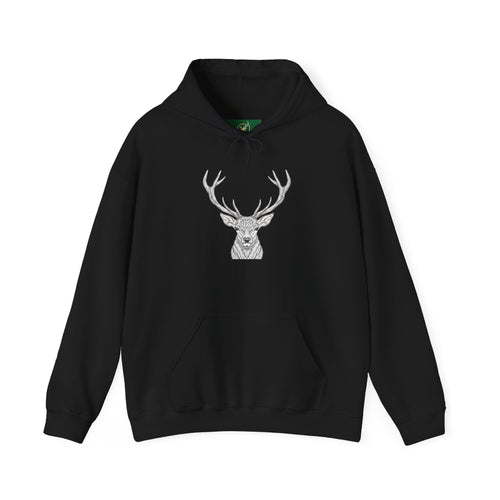 Deer Geometric Antler Hoodie — Minimalist Woodland Graphic Sweatshirt