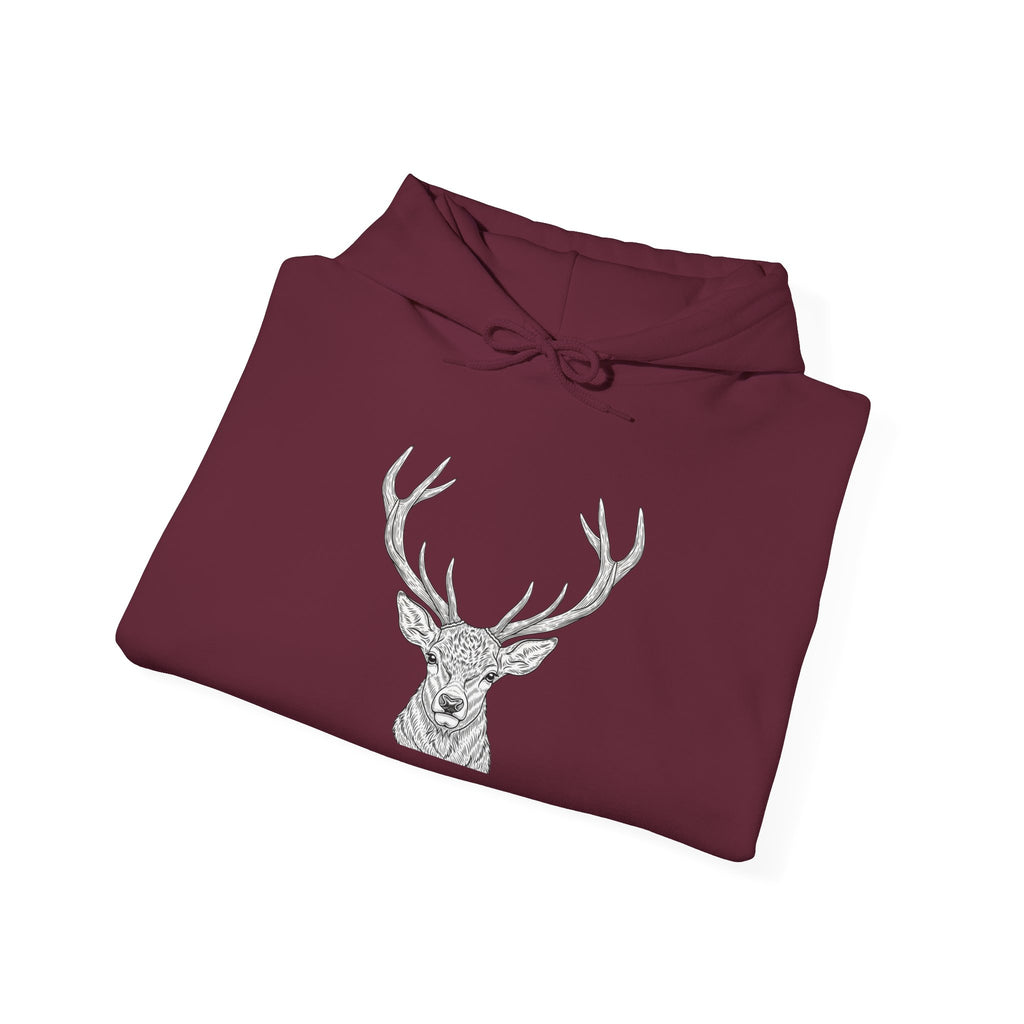 Deer Geometric Antler Hoodie — Minimalist Woodland Graphic Sweatshirt