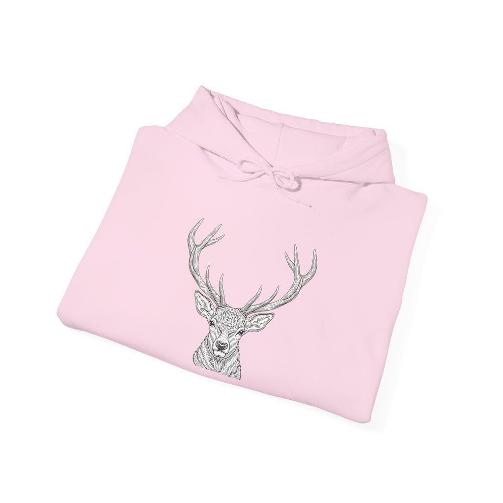 Deer Geometric Antler Hoodie — Minimalist Woodland Graphic Sweatshirt