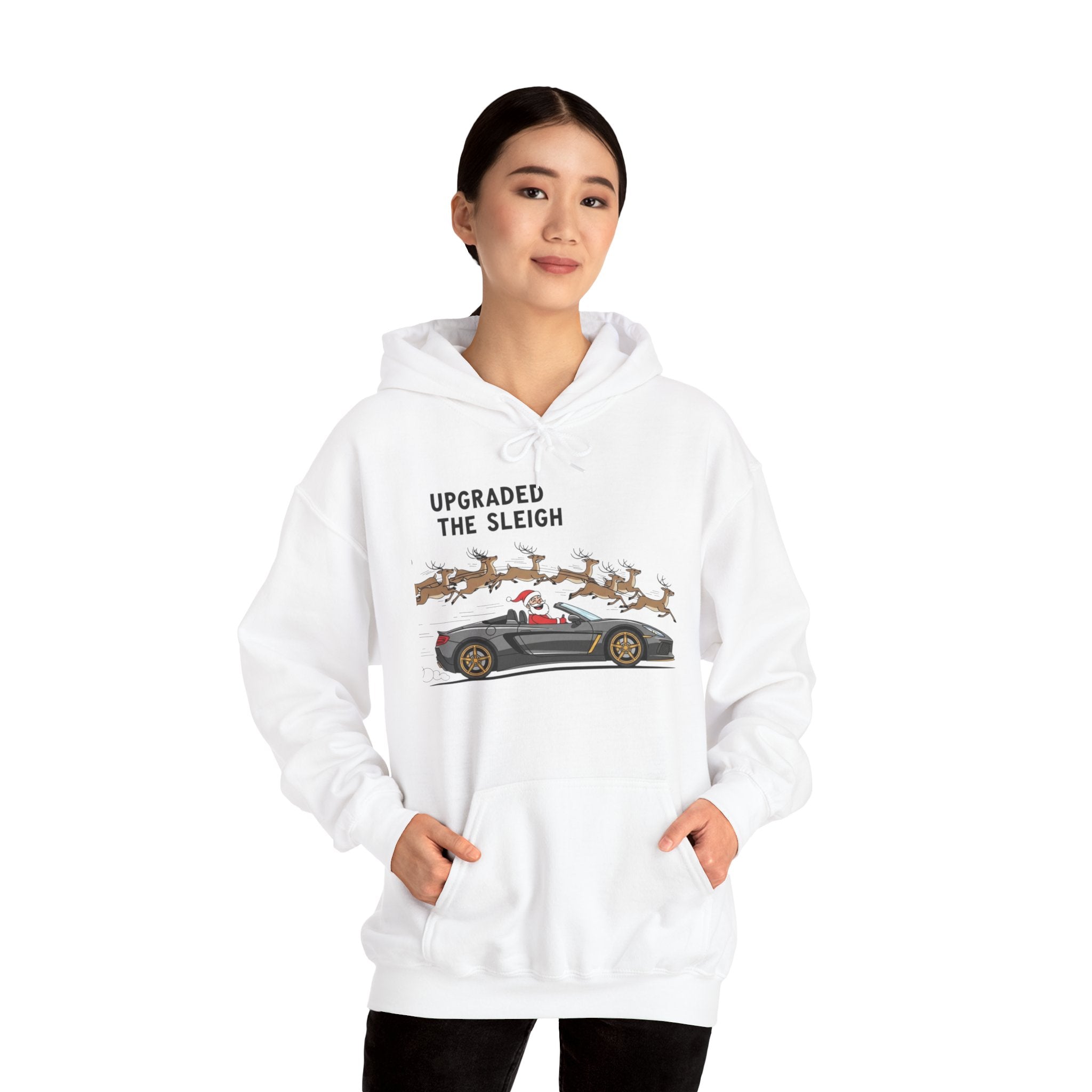 Unisex "Upgraded the Sleigh" Santa Sports Car Ride Hoodie