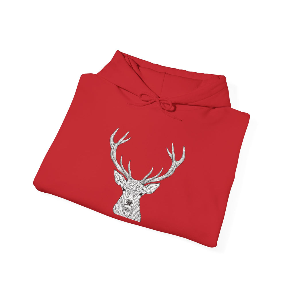 Deer Geometric Antler Hoodie — Minimalist Woodland Graphic Sweatshirt
