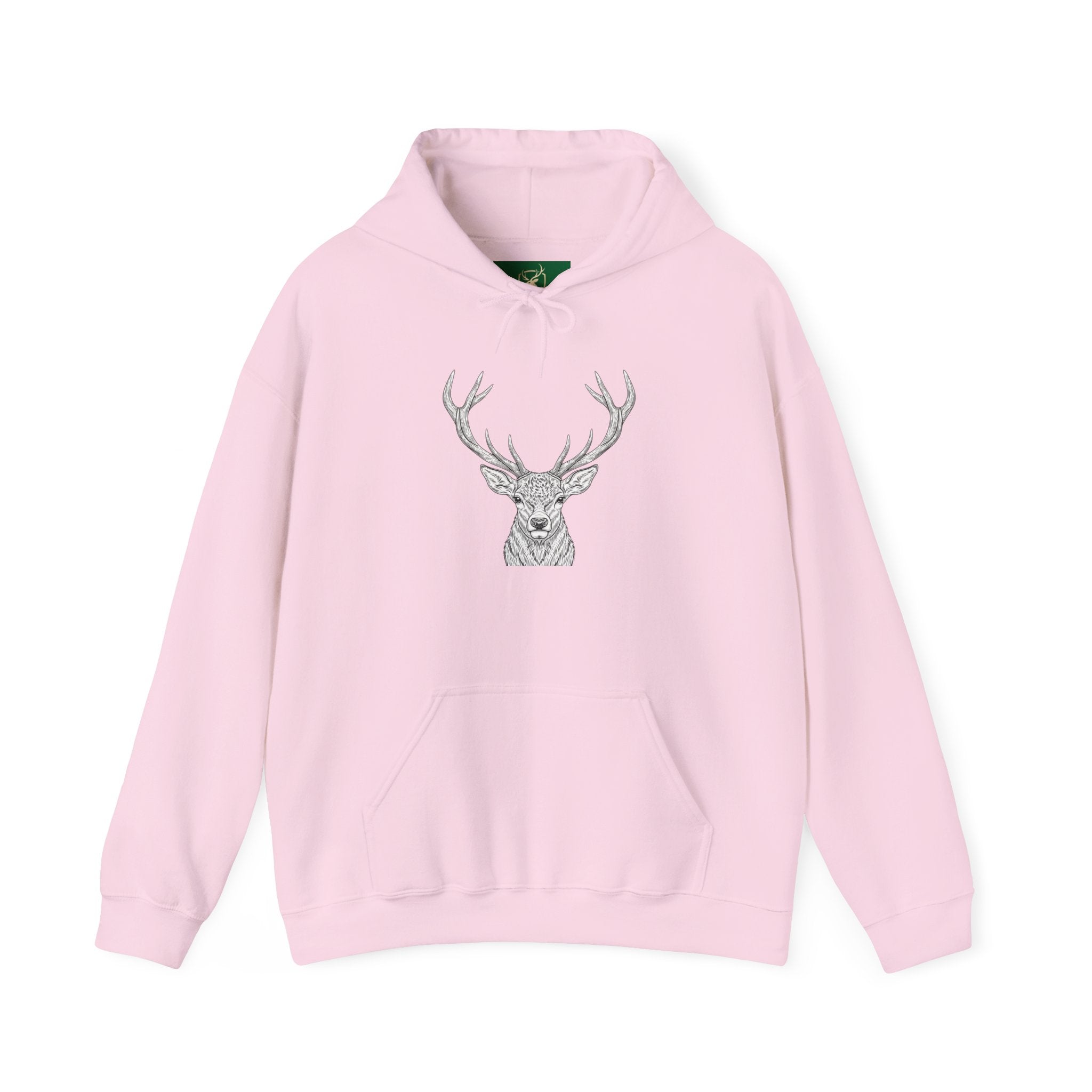 Deer Geometric Antler Hoodie — Minimalist Woodland Graphic Sweatshirt