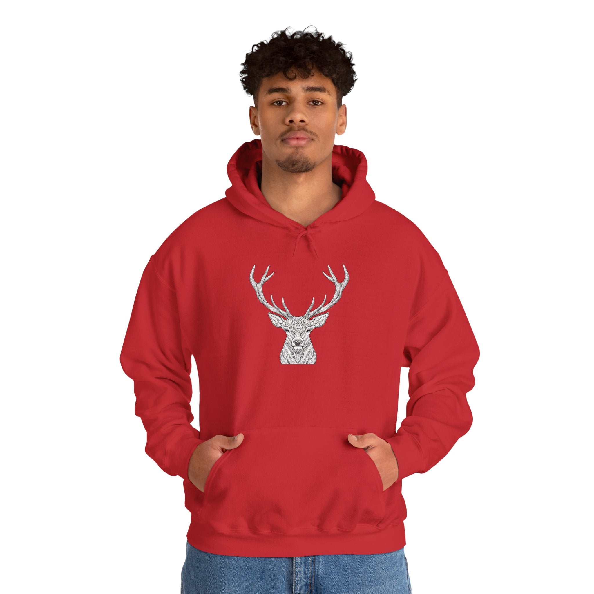 Deer Geometric Antler Hoodie — Minimalist Woodland Graphic Sweatshirt