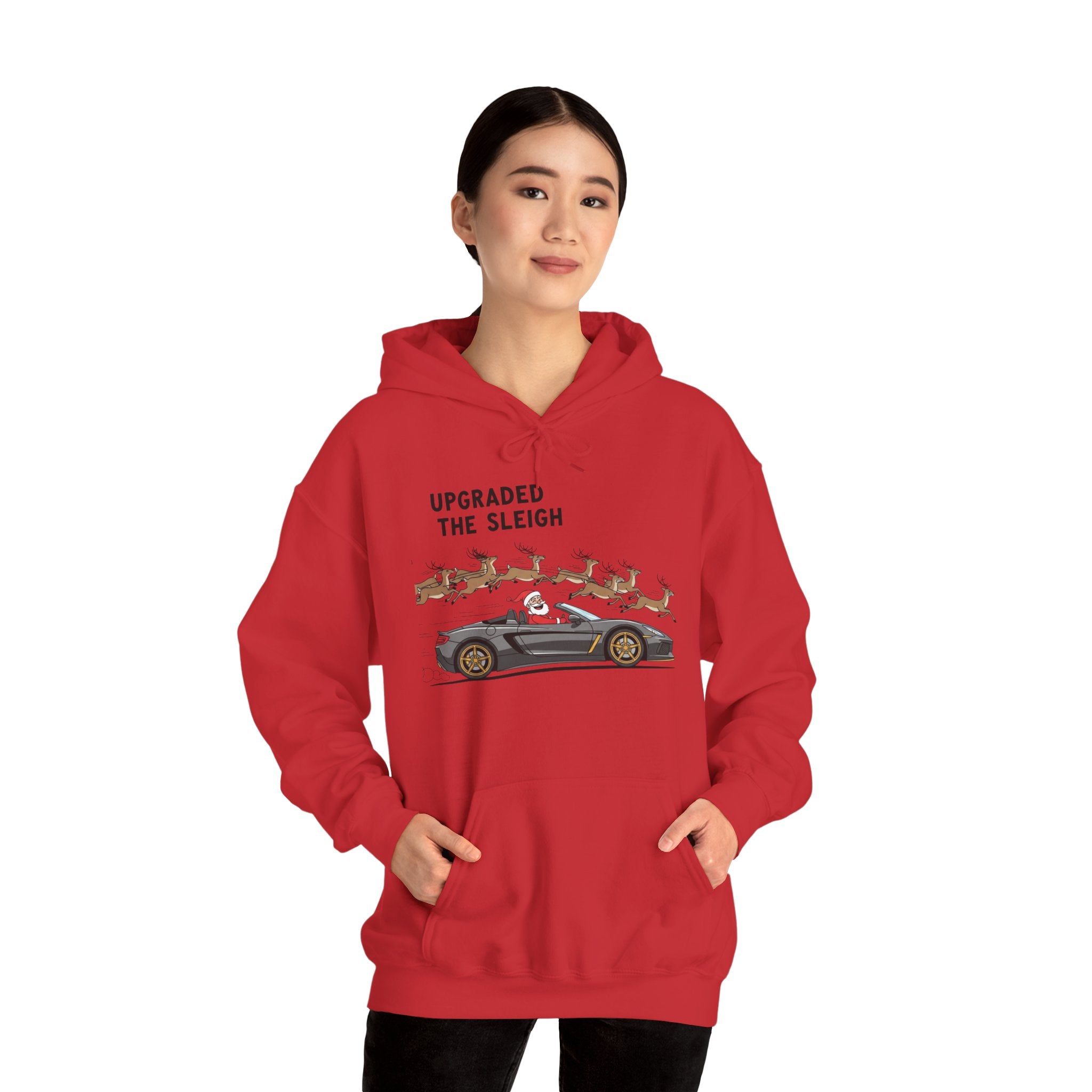 Unisex "Upgraded the Sleigh" Santa Sports Car Ride Hoodie