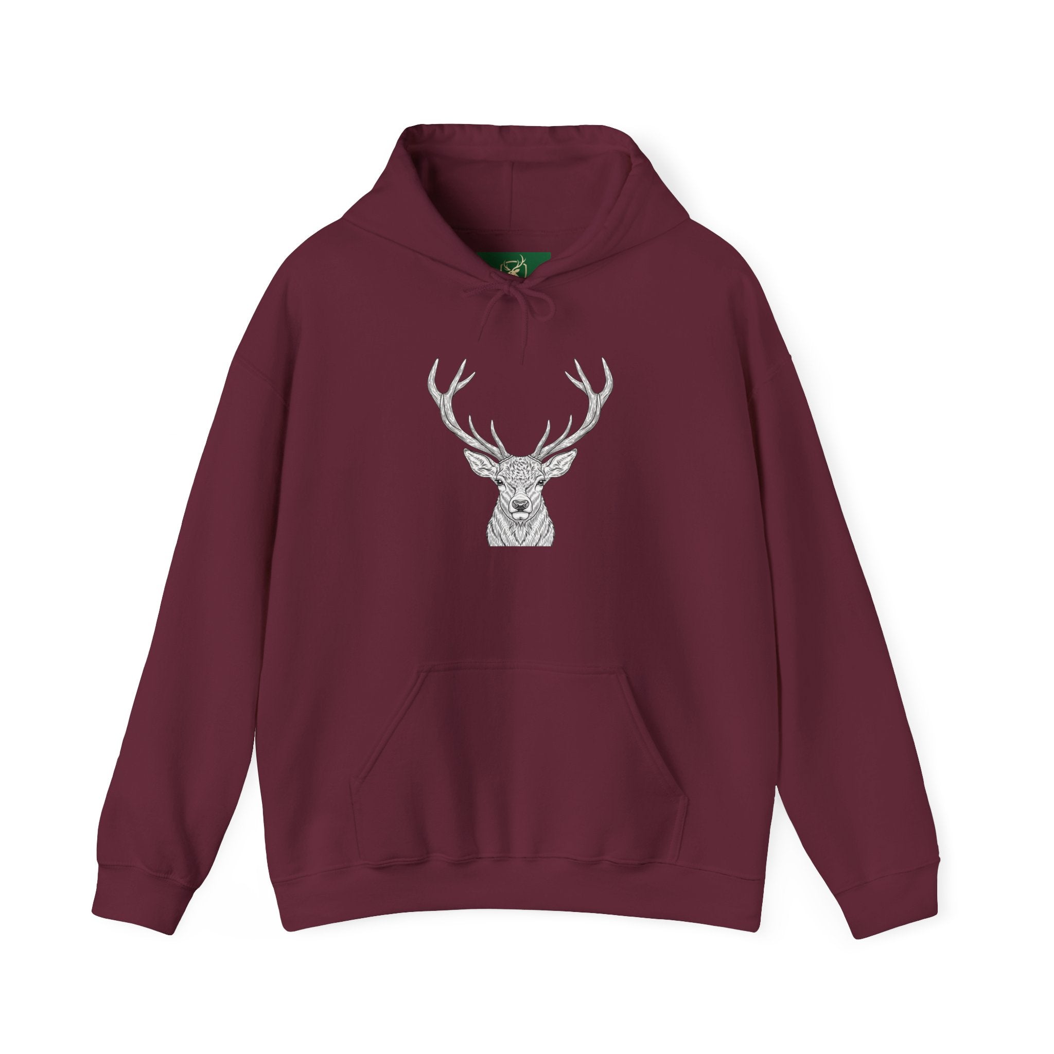 Deer Geometric Antler Hoodie — Minimalist Woodland Graphic Sweatshirt